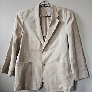 Alan Flusser 100% Linen Blazer Sport Coat Men's Size Large Beige Lightweight